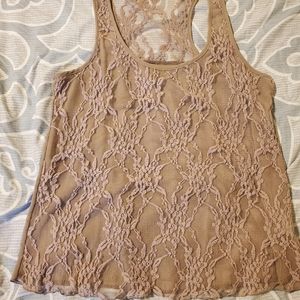 Medium Taupe Lace Tank